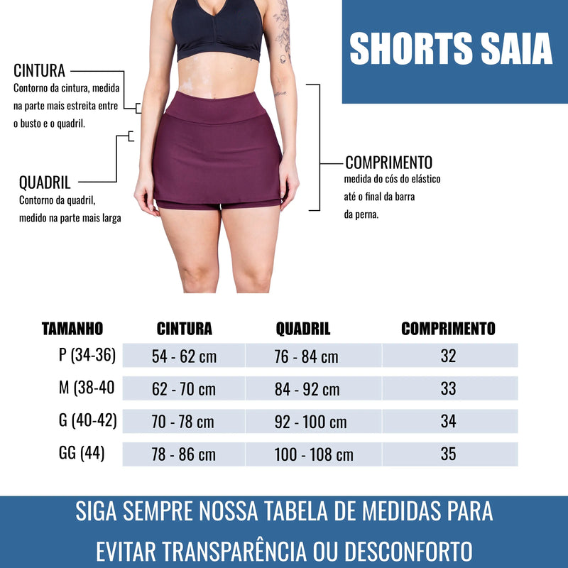 Saia Short Fitness Feminina Legging Academia Modeladora