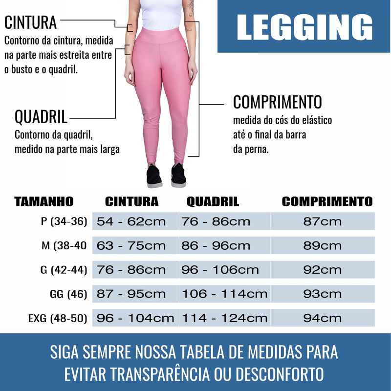 Calça Legging Feminina Cintura Alta Academia Fitness