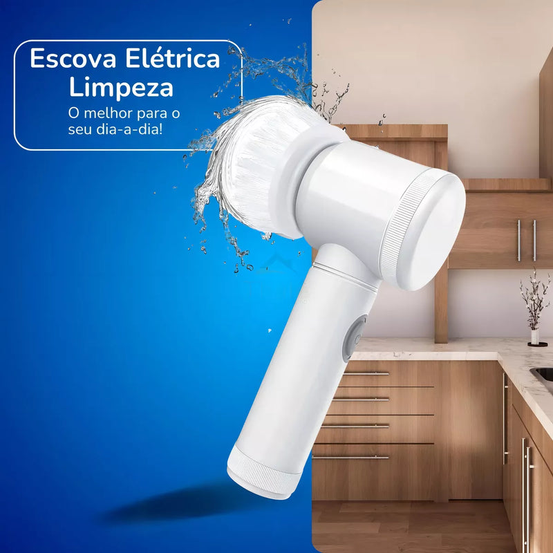 Escova Elétrica de Limpeza 5 em 1 Sem Fio Limpa e Lava Louça