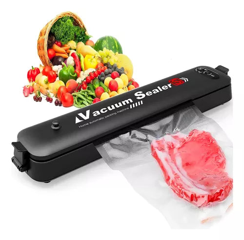 Seladora Vácuo Portátil Alimentos Domestica Preto 110V/220V + Sacos 10 sacos Grátis