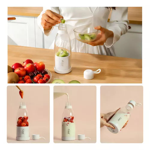 KIT 3 CONJUNTOS Mini Liquidificadores Elétricos Portátil 380mL Recarregável Prático Suco de Frutas Smoothie