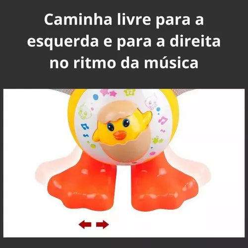 Patinho Dançante Musical Infantil Som E Luz Duck Mexe Olho Cor Amarelo