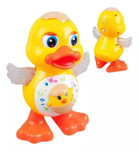 Patinho Dançante Musical Infantil Som E Luz Duck Mexe Olho Cor Amarelo