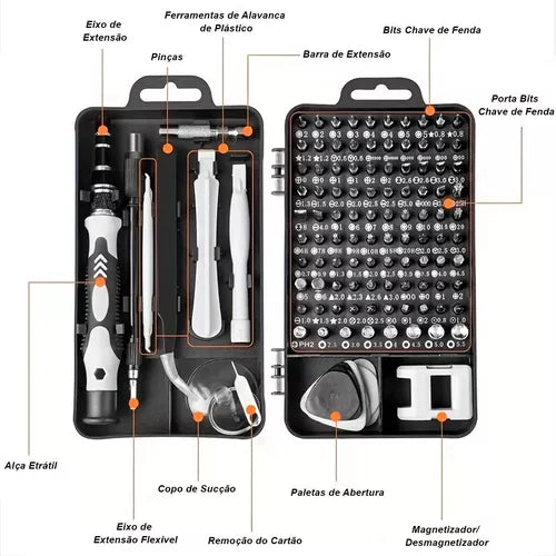 Mini Jogo de Chaves Precisão Multiuso Kit Ferramentas 115 Peças