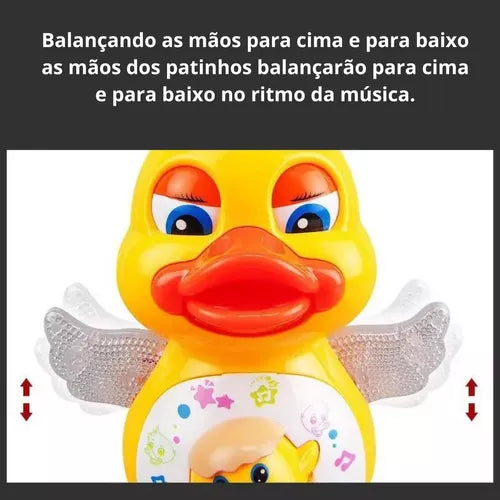 Patinho Dançante Musical Infantil Som E Luz Duck Mexe Olho Cor Amarelo